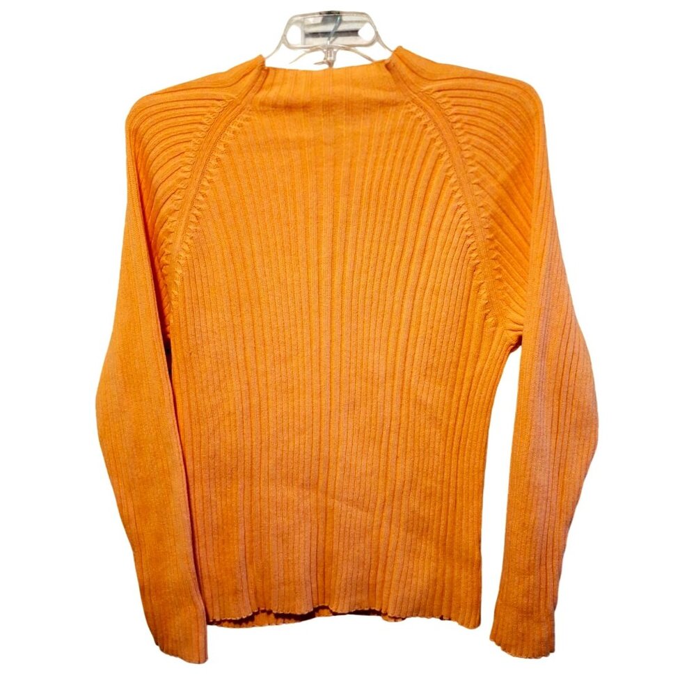 Studio Works Womens Ribbed Knit Long Sleeve Sweater Orange Size L